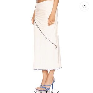 Anita vanilla  Asymmetrical Skirt with Blue Accents